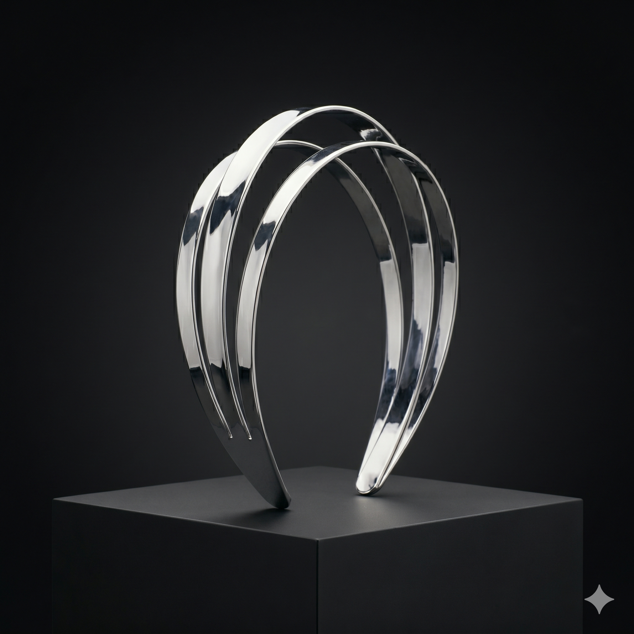 The Halo — polished silver multi-arc headband